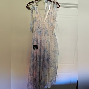 Lulu's Blue and Cream Floral Dress